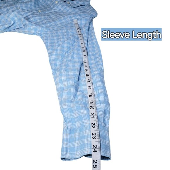 2 Henry Cottons Men's Linen Plaid Dress Shirts Sz Small Tall Blue Orange Easter - Picture 16 of 16